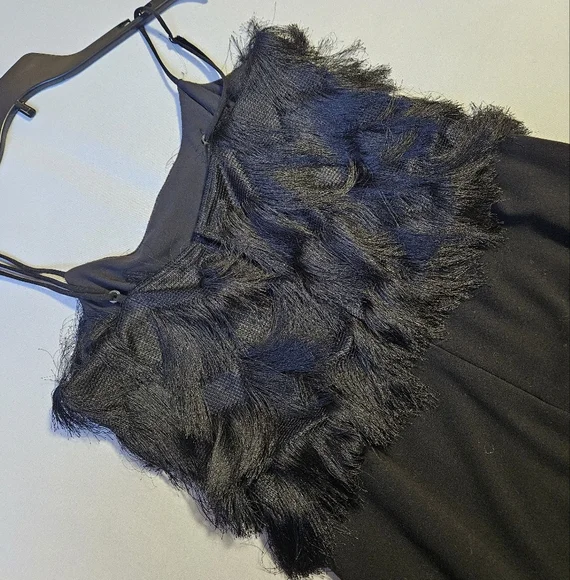 BCBG MazAzria Brianne Eyelash Fringe Jumpsuit Black Size Small - Picture 13 of 16